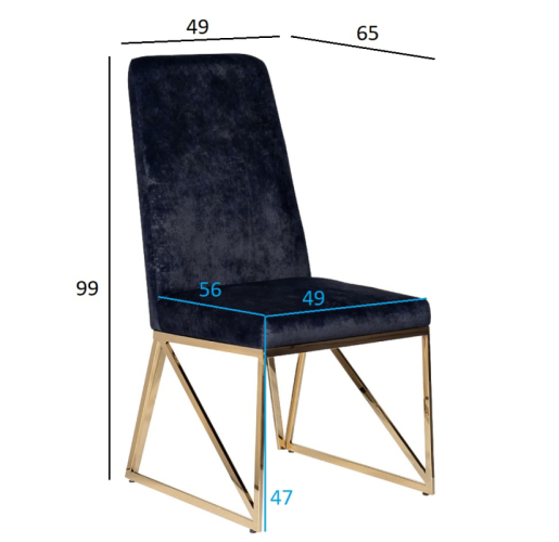 Стул велюровый темно-синий/ножки золото 30C-DX-2014 BLU