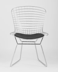 Стул обеденный Bertoia хромированный с черной подушкой 4 шт