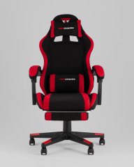 Кресло спортивное TopChairs Prophet с оттоманкой ткань черно-красный