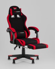 Кресло спортивное TopChairs Prophet с оттоманкой ткань черно-красный
