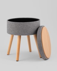 Пуф с ящиком Store Woody рогожка серая