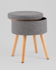 Пуф с ящиком Store Woody рогожка серая