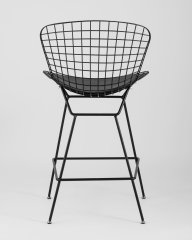 Стул полубарный с низкой спинкой Bertoia черный с черной подушкой