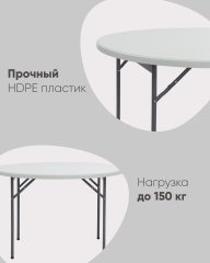 Стол круглый складной пластиковый Кейт 116