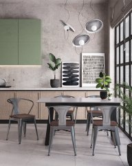 Стул TOLIX ARM WOOD с подлокотниками серебристый