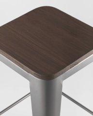 Стул барный TOLIX WOOD серебристый матовый