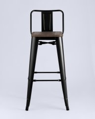 Стул барный TOLIX WOOD со спинкой черный глянцевый