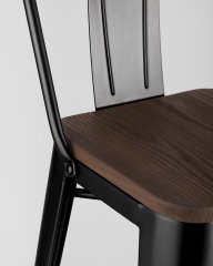 Стул барный TOLIX WOOD со спинкой черный глянцевый