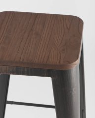 Стул барный TOLIX WOOD черный патина золото