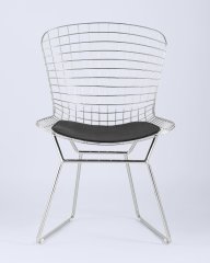 Стул обеденный Bertoia хромированный с черной подушкой