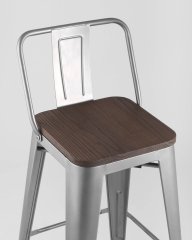 Стул полубарный TOLIX WOOD со спинкой серебристый матовый