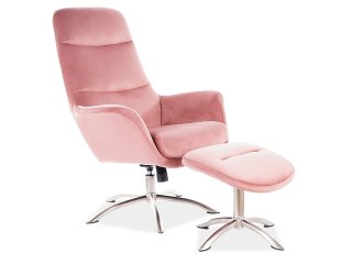 Комплект Signal NIXON VELVET BLUVEL 52 (кресло+подставка для ног) античный розовый