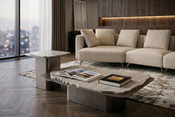 58DB-24056 Стол журнальный Травертин (Travertine) 120*120*29см