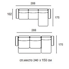 Угловой диван-кровать Punta Dream Mod Interiors Selection 288 x 175 x 88h nc89425
