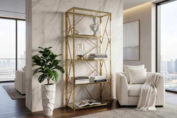 GY-SH8711GOLD Стеллаж стекло прозр/золото 80*35*180см