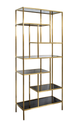 Стеллаж с черным стеклом (золотой) 46AS-SH1537-GOLD