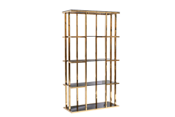 Стеллаж с черным стеклом (золотой) 46AS-SH1537-GOLD