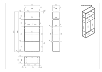 Стеллаж Space с дверцами 58DB-SH16061B