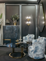 Стол журнальный Garda Decor темн.стекло/золото 47ED-GDCT002