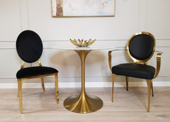 Стол обеденный белый Tulip Marble Brass