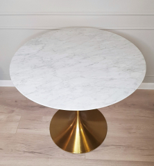 Стол обеденный белый Tulip Marble Brass