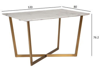 Стол обеденный Pearl White прямоугольный белый/золото 33FS-DT19F335-BBS