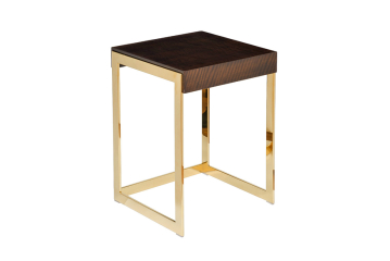 Столик журнальный квадратный тиковый шпон/лак/золото 84HB-13STOL/ZH
