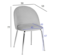 Стул велюровый серо-голубой на металлических ножках 30C-301-1G LBL