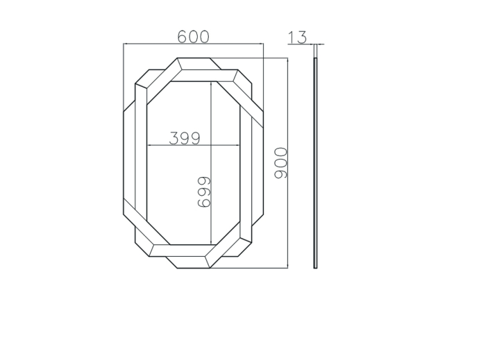 Зеркало в зеркальной раме с 8ю гранями 50SX-23023